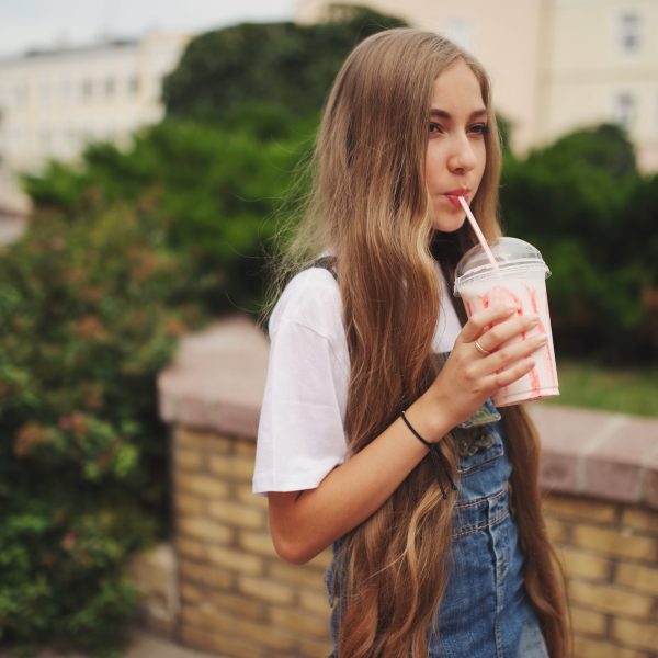 beautiful young girl with long hair
